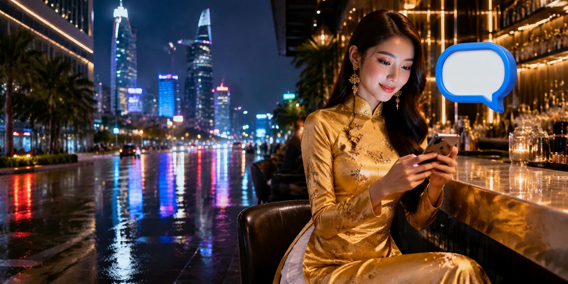 Người dùng TP. Hồ Chí Minh truy cập casino di động với trang phục áo dài truyền thống