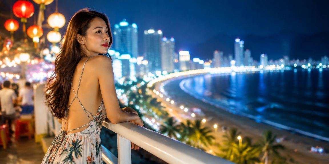 Cảnh casino về đêm tại Nha Trang, người dùng trải nghiệm a2x qua điện thoại