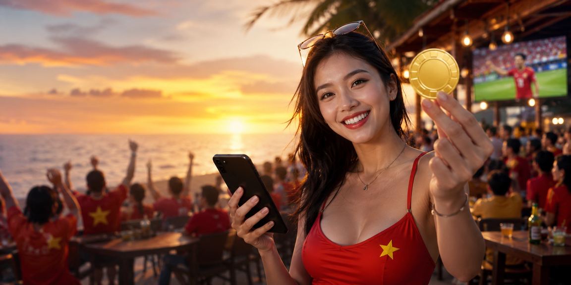 Người dùng Phú Quốc đăng ký tài khoản nhận thưởng và tham gia cá cược tại bãi biển