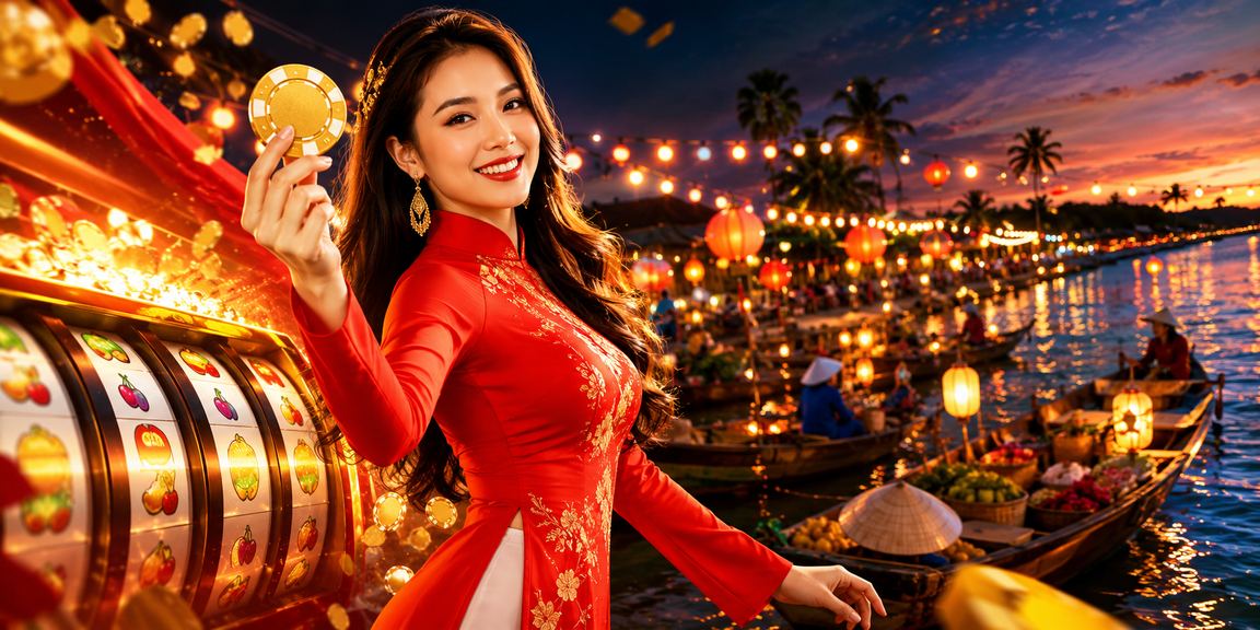 Người chơi slots trên đảo Phú Quốc với giao diện di động a2x và áo dài truyền thống